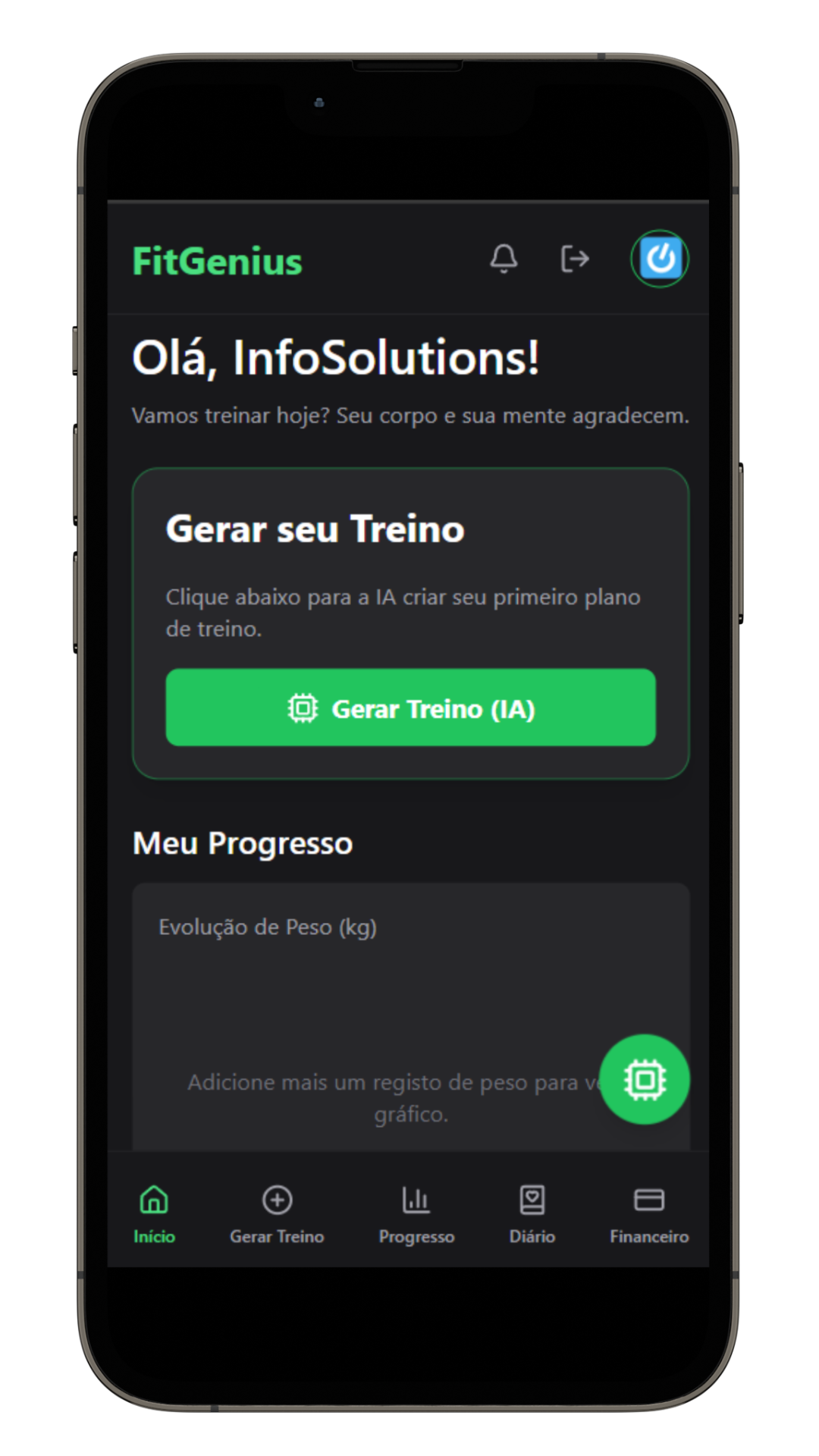Mockup do App FitGenius+